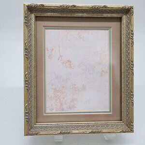 Vintage Ornate Intricate Gold Silver Toned Picture Frame With Double Mat Blue Ta